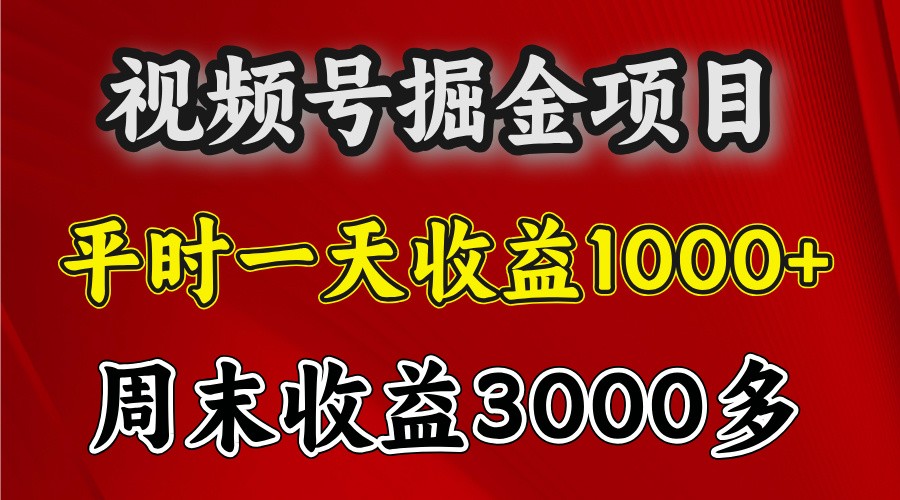 一天收益1000+ 视频号掘金，周末收益会更高些-小禾网创