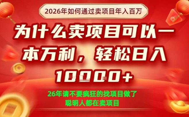 一单净利润1K+，26年想年入100个W，死磕卖项目就够了【揭秘】-知识星球