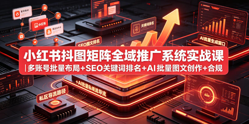 小红书抖图矩阵全域推广系统实战课｜多账号批量布局+SEO关键词排名+AI批量图文创作+合规私域导流完整落地教程-知识星球
