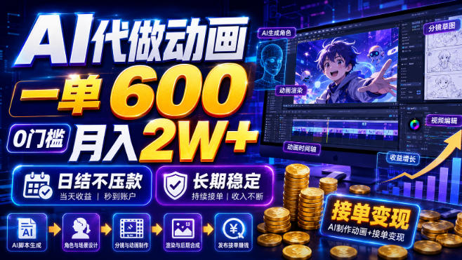 AI代做动画，一单600，0门槛月入2W+，日结不压款，长期稳定【揭秘】-知识星球