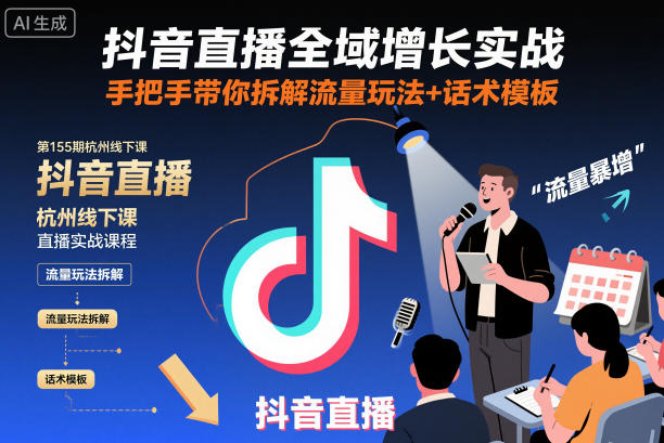 抖音直播全域增长实战第155期杭州线下课，手把手带你拆解流量玩法+话术模板-知识星球