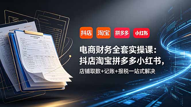 电商财务全套实操课：抖店淘宝拼多多小红书，店铺取数+记账+报税一站式解决-知识星球