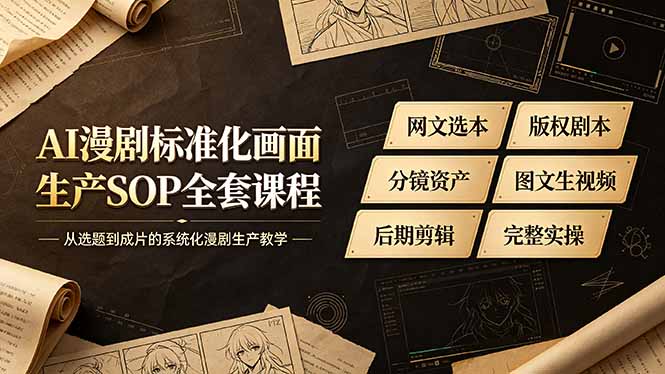 AI漫剧标准化画面生产SOP全套课程-更新，网文选本版权剧本分镜资产全覆盖，图文生视频后期剪辑完整实操教学-知识星球