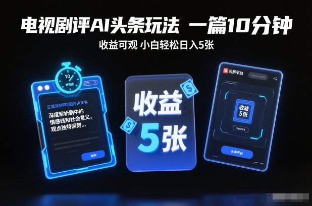 电视剧评AI头条玩法,一篇10分钟,收益可观,小白轻松日入5张+【独家】-知识星球