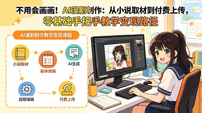 不用会画画！AI漫剧制作：从小说取材到付费上传，零基础手把手教学变现路径-知识星球