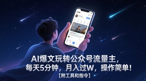 AI爆文玩转公众号流量主，每天5分钟，月入过W，操作简单！【附工具和指令】-知识星球