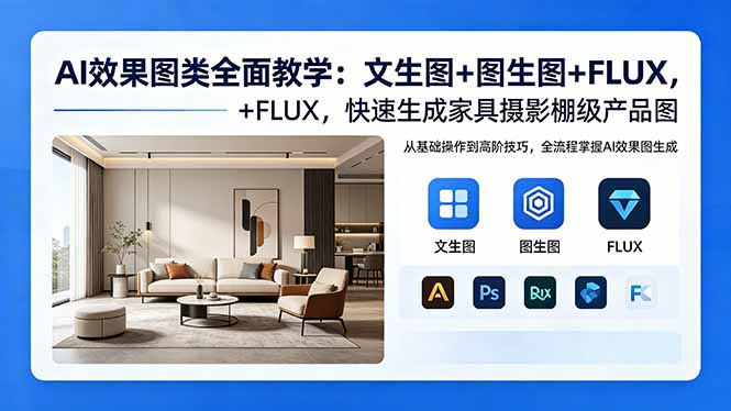 AI效果图类全面教学：文生图+图生图+FLUX，快速生成家具摄影棚级产品图-知识星球