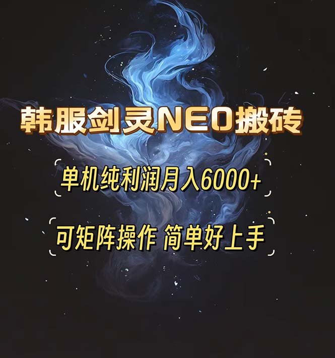 韩服剑灵NEO搬砖攻略，单机纯利润月入6000+ 可矩阵操作，简单好上手。-小禾网创