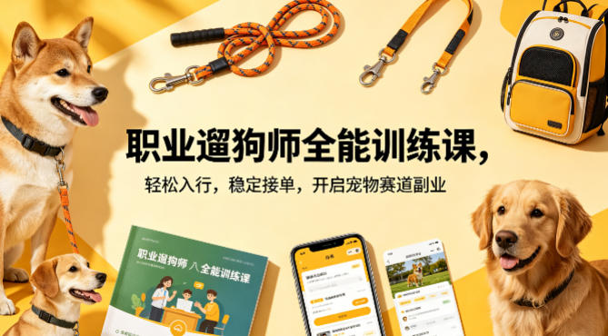 职业遛狗师全能训练课，轻松入行，稳定接单，开启宠物赛道副业-知识星球