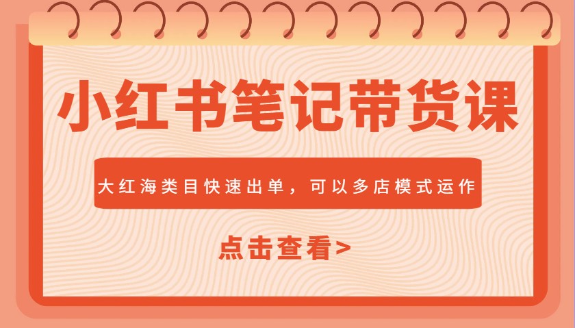 小红书笔记带货课，大红海类目快速出单，市场大，可以多店模式运作-小禾网创