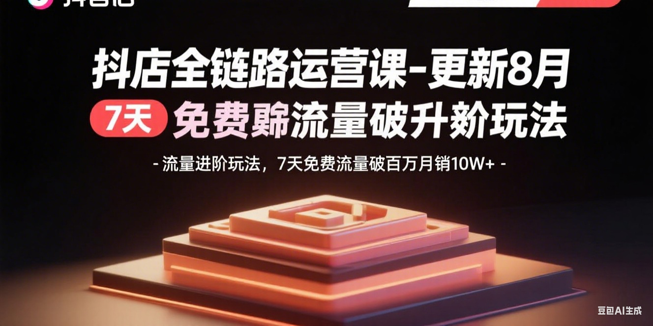 抖店全链路运营课-更新8月：流量进阶玩法，7天免费流量破百万月销10W+-知识星球