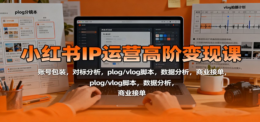 小红书IP运营高阶变现课：账号包装，对标分析，plog/vlog脚本，数据分析，商业接单-知识星球
