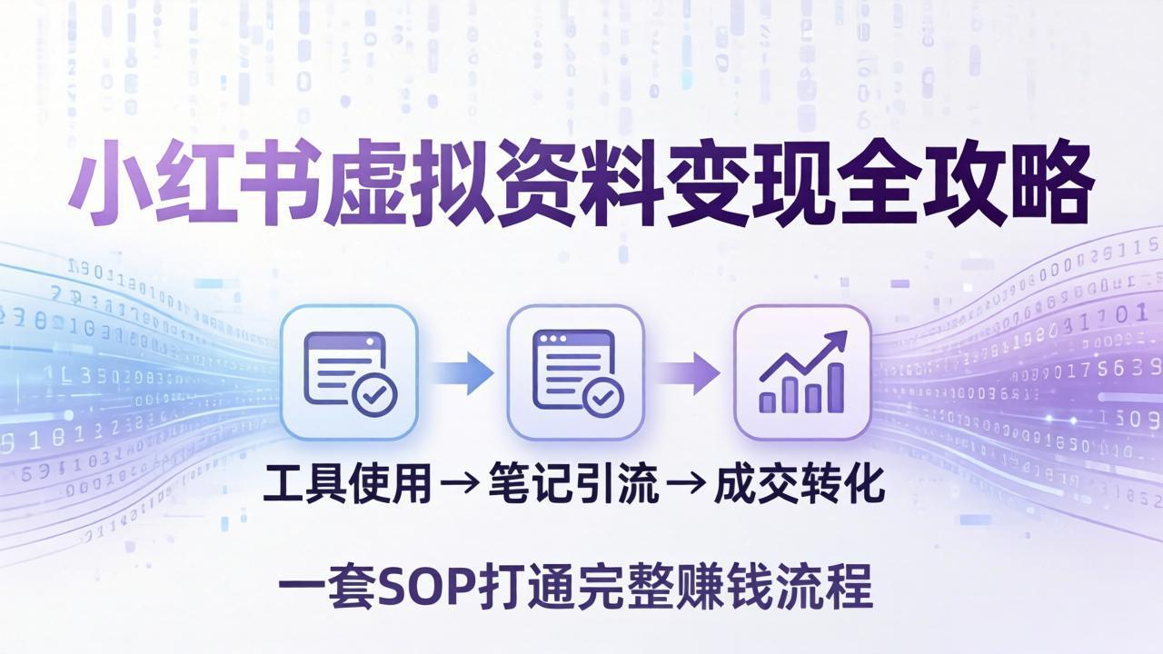 小红书虚拟资料变现全攻略：从工具使用到笔记引流成交，一套 SOP 打通完整赚钱流程-知识星球