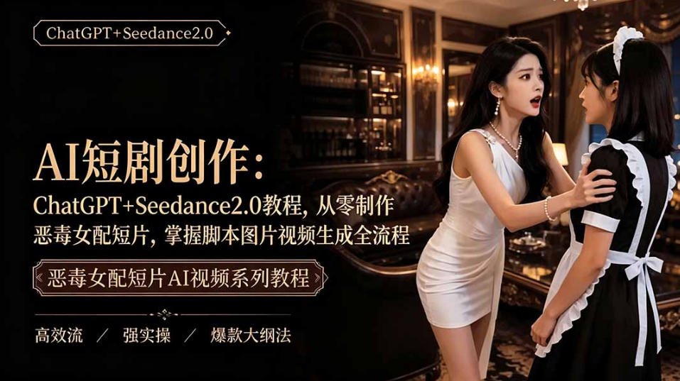 AI短剧从零创作实战课｜ChatGPT脚本撰写+Seedance2.0视频生成，恶毒女配短剧全流程教程-知识星球