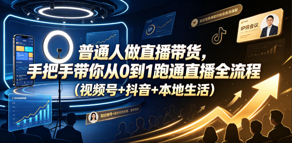普通人做直播带货，手把手带你从0到1跑通直播全流程(视频号+抖音+本地生活)-知识星球