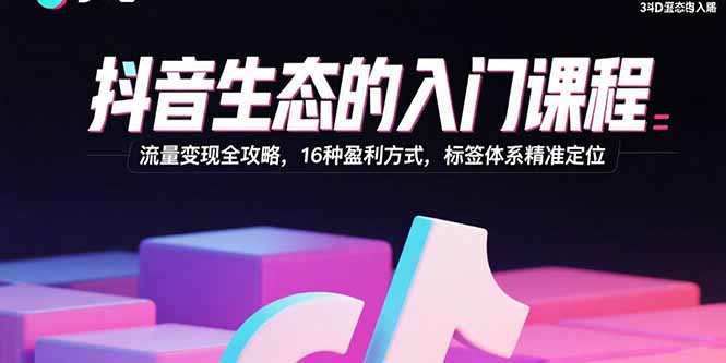 抖音生态的入门课程：流量变现全攻略，16种盈利方式，标签体系精准定位-知识星球
