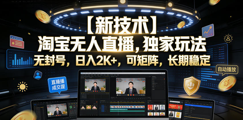 【新技术】淘宝无人直播,独家玩法,无封号,日入2K+,可矩阵,长期稳定【揭秘】-知识星球
