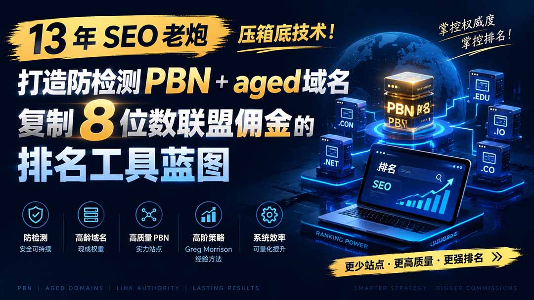 13 年 SEO 老炮压箱底技术!打造防检测 PBN+aged 域名,复制 8 位数联盟佣金的排名工具蓝图【原创双语字幕】-知识星球