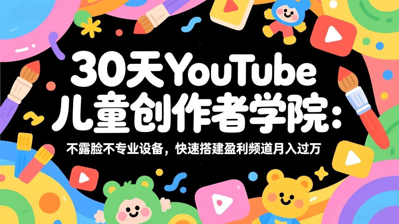 30天YouTube儿童创作者学院：不露脸不专业设备，快速搭建盈利频道月入过万-知识星球