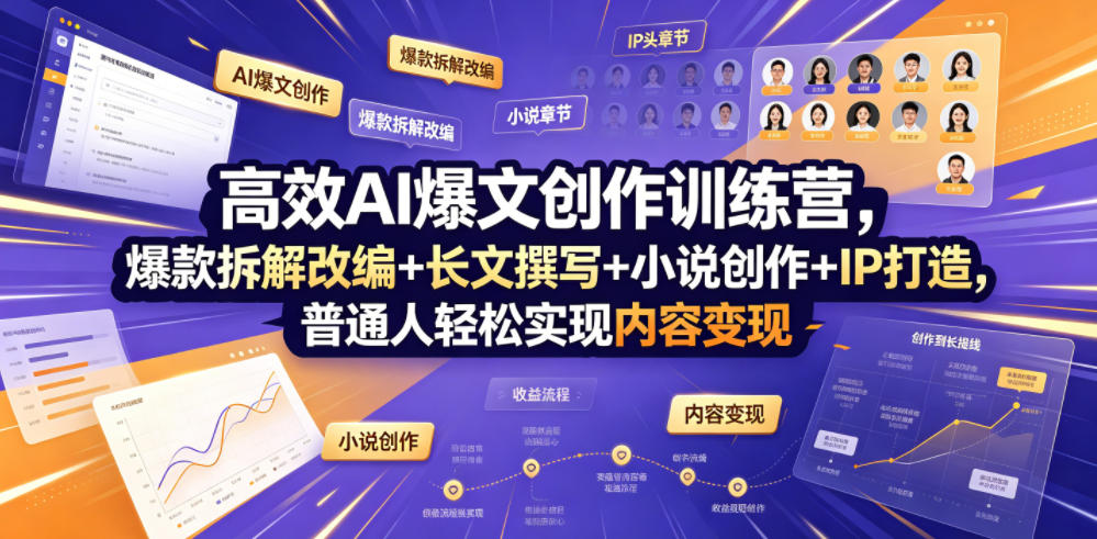 高效AI爆文创作训练营，爆款拆解改编+长文撰写+小说创作+IP打造，普通人轻松实现内容变现-知识星球