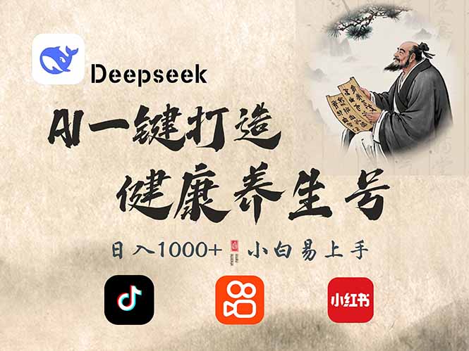 DeepSeek做养生号，一条作品涨粉2万+，轻松日入300+-小禾网创