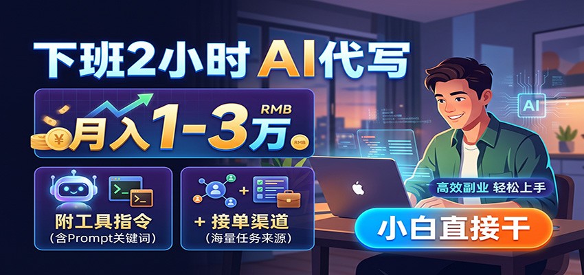 下班2小时AI代写，月入1-3万，附工具指令+接单渠道，小白直接干-知识星球