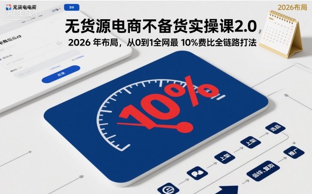 无货源电商不备货实操课2.0，2026年布局，从0到1全网最低10%费比全链路打法【更新】-知识星球