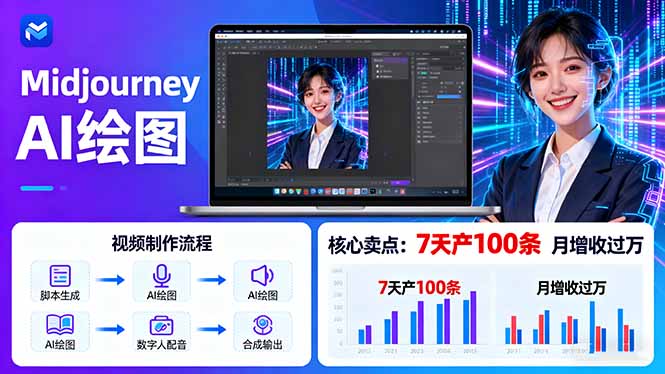 AI绘图照片开口说话视频制作：Midjourney+数字人，7天产100条月增收过万-知识星球