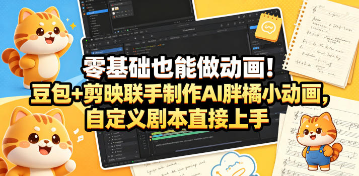 零基础也能做动画！豆包+剪映联手制作AI胖橘小动画，自定义剧本直接上手-知识星球