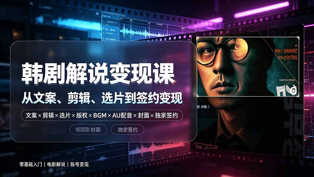 抖音270W粉丝博主亲授韩剧解说课：文案×剪辑×选片×版权×BGM×AU配音×封面×独家签约，零基础到变现-知识星球