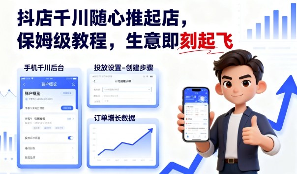 抖店千川随心推起店，保姆级教程，生意即刻起飞-知识星球