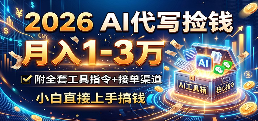 2026 AI代写捡钱，月入1-3万，附全套工具指令+接单渠道，小白直接上手搞钱-知识星球