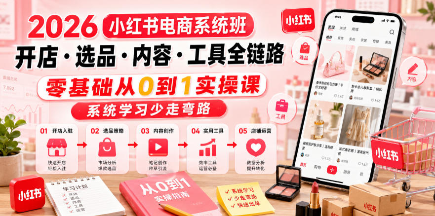 2026小红书电商系统班开店・选品・内容・工具全链路，零基础从0到1实操课，系统学习少走弯路-知识星球