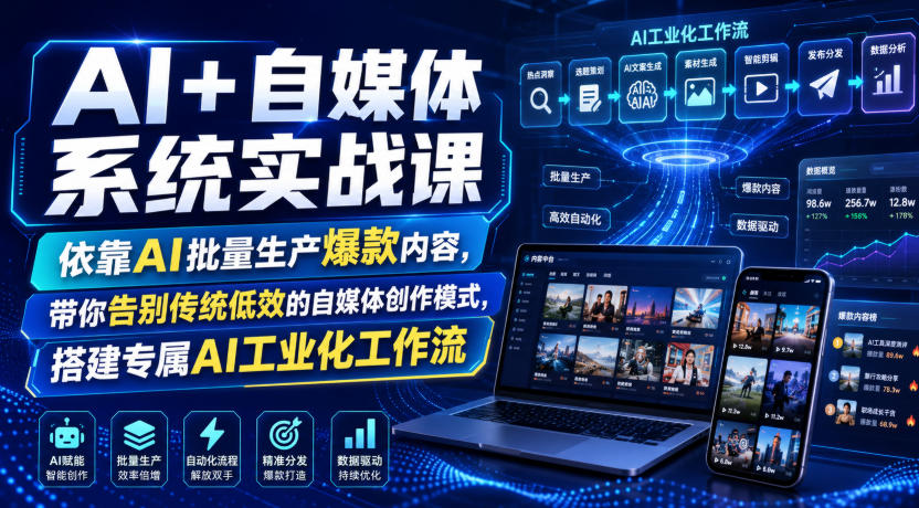 AI+自媒体系统实战课，依靠AI批量生产爆款内容，带你告别传统低效的自媒体创作模式，搭建专属AI工业化工作流-知识星球
