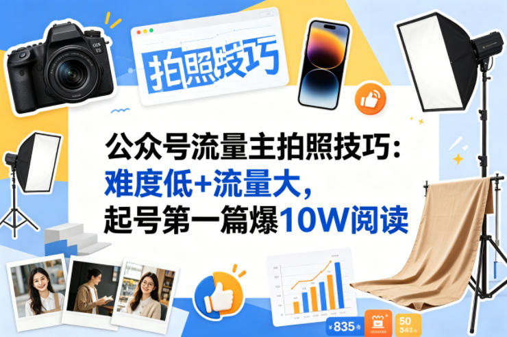 公众号流量主之拍照技巧赛道，难度低+流量大，起号第一篇就爆了10w阅读-知识星球