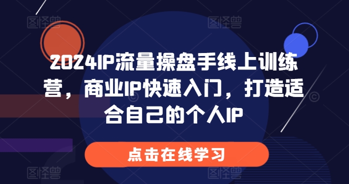 2024IP流量操盘手线上训练营，商业IP快速入门，打造适合自己的个人IP-小禾网创