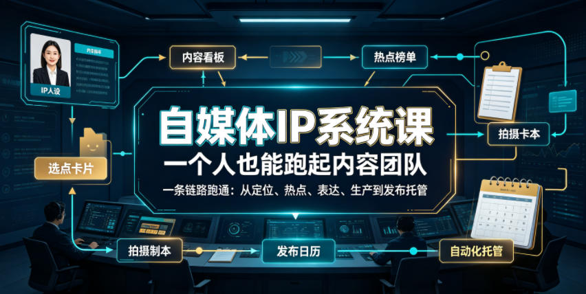 自媒体IP系统课，一个人也能跑起内容团队，一条链路跑通，从定位、热点、表达、生产到发布托管-知识星球