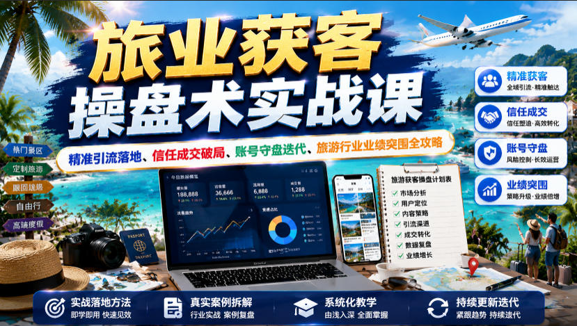 旅业获客操盘术实战课｜精准引流落地、信任成交破局、账号守盘迭代、旅游行业业绩突围全攻略-知识星球