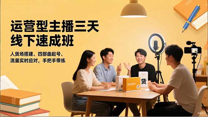 运营型主播三天线下班，人货场搭建,四部曲起号,流量实时应对，手把手带练-知识星球