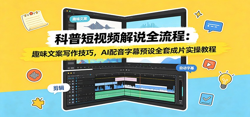 科普短视频解说全流程：趣味文案写作技巧，AI配音字幕预设全套成片实操教程-知识星球