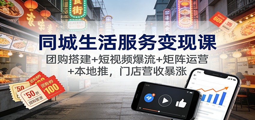 同城生活服务变现课：团购搭建+短视频爆流+矩阵运营+本地推，门店营收暴涨-知识星球
