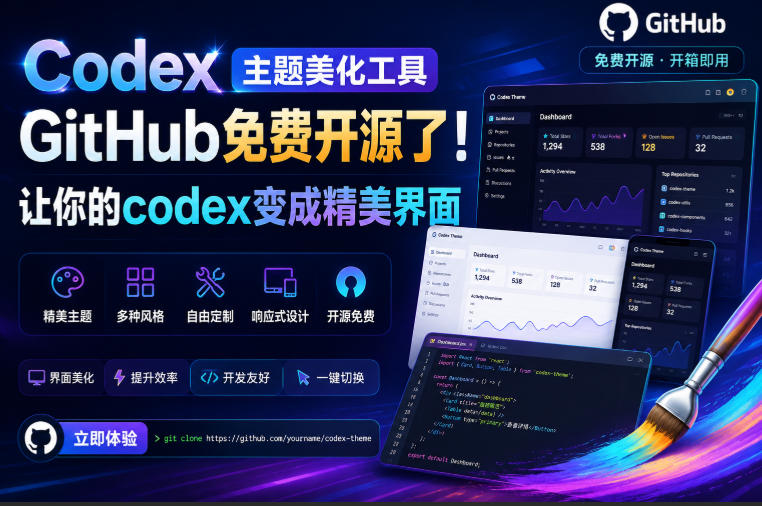 Codex主题美化工具，GitHub免费开源了！让你的codex变成精美界面-知识星球