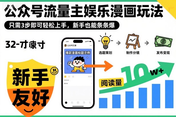 公众号流量主娱乐漫画玩法,只需3步即可轻松上手,新手也能条条爆-知识星球