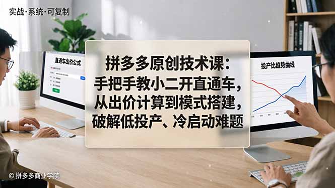 拼多多原创技术课：手把手教小二开直通车，从出价计算到模式搭建，破解低投产、冷启动难题-知识星球