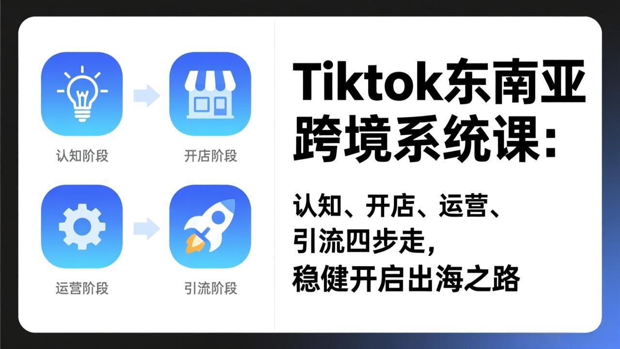 TikTok东南亚跨境系统课：认知、开店、运营、引流四步走，稳健开启出海之路-知识星球