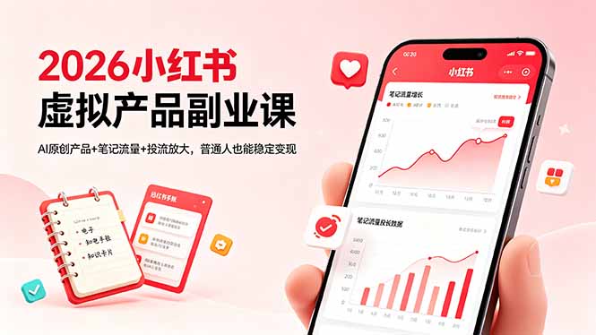 2026小红书虚拟产品副业课，AI原创产品+笔记流量+投流放大，普通人也能稳定变现-知识星球
