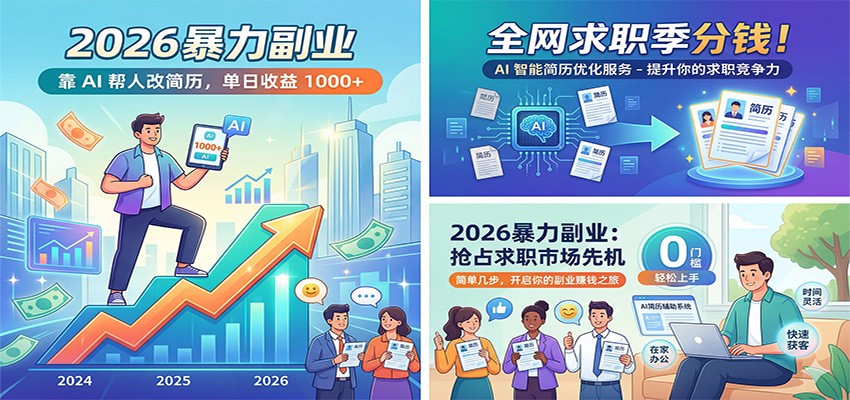 2026暴力副业:靠AI帮人改简历,单日收益1000+,全网求职季分钱-知识星球