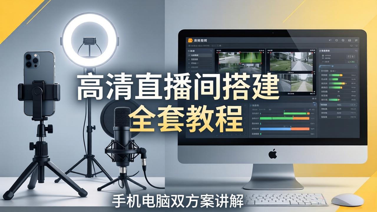 高清直播间搭建全套教程，手机电脑双方案讲解，设备选型调试多机位实操教学-知识星球