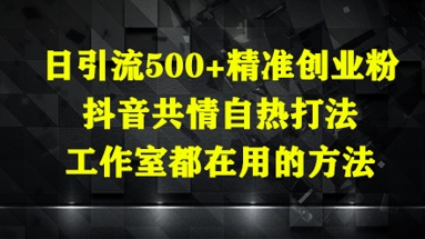 日引流500+精准创业粉，抖音共情自热打法，工作室都在用的方法-知识星球