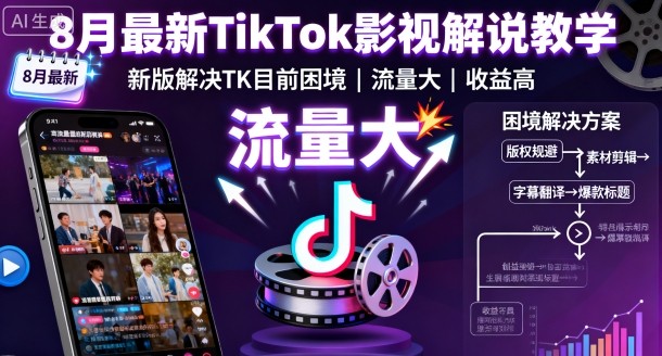 8月最新TikTok影视解说教学，新版解决TK目前困境，流量大，收益高-知识星球